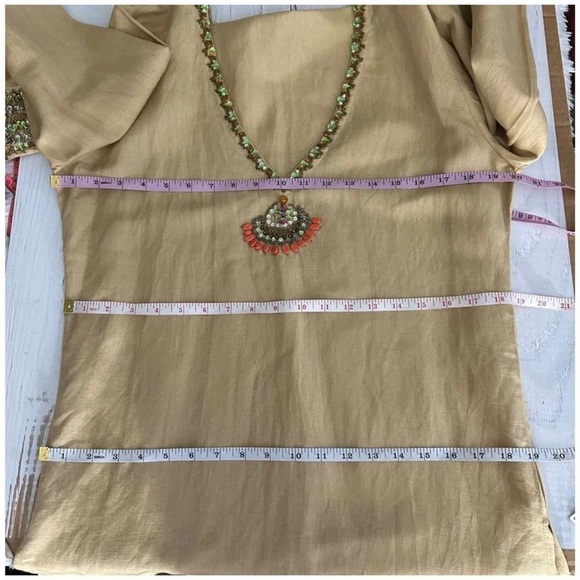 Inca Linen V Neck Long Sleeve Tunic Swim Coverup Dress Size Medium Brown - Picture 7 of 9